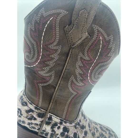 Roper Brand Little Kids Youth Sz 11 Brown Cheetah Print Cowboy Western Boot READ - Picture 2 of 8